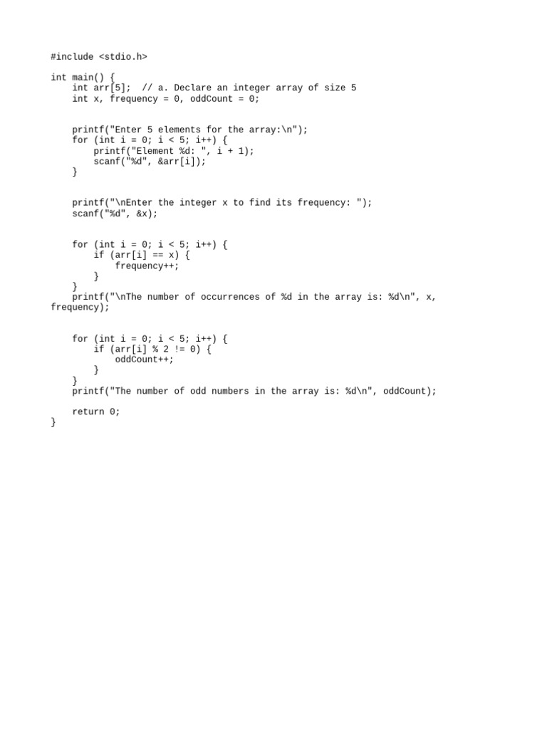 C Program to Count Frequency and Odds | PDF