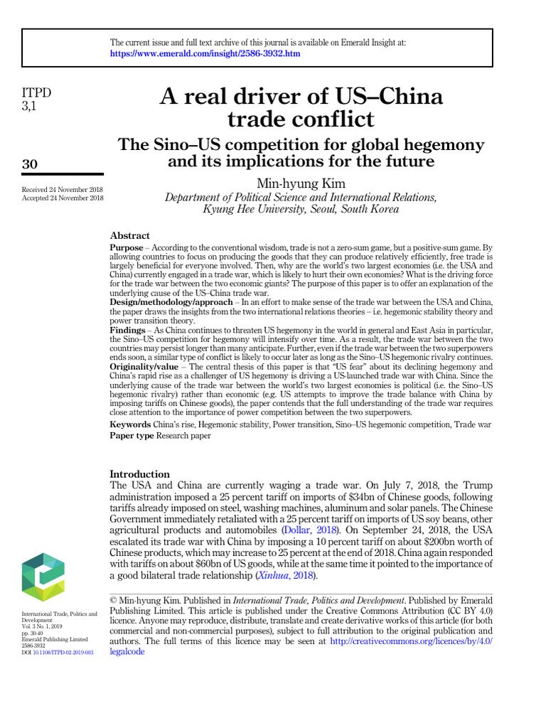 Rivalry in International Relations - A Mimetic Approach To The Case of ...