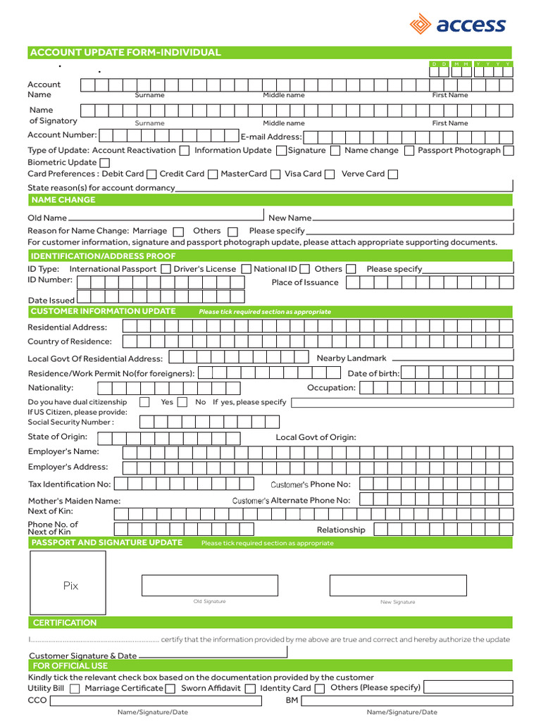 OOU Account Update Form Guide | PDF | Identity Document | Authentication