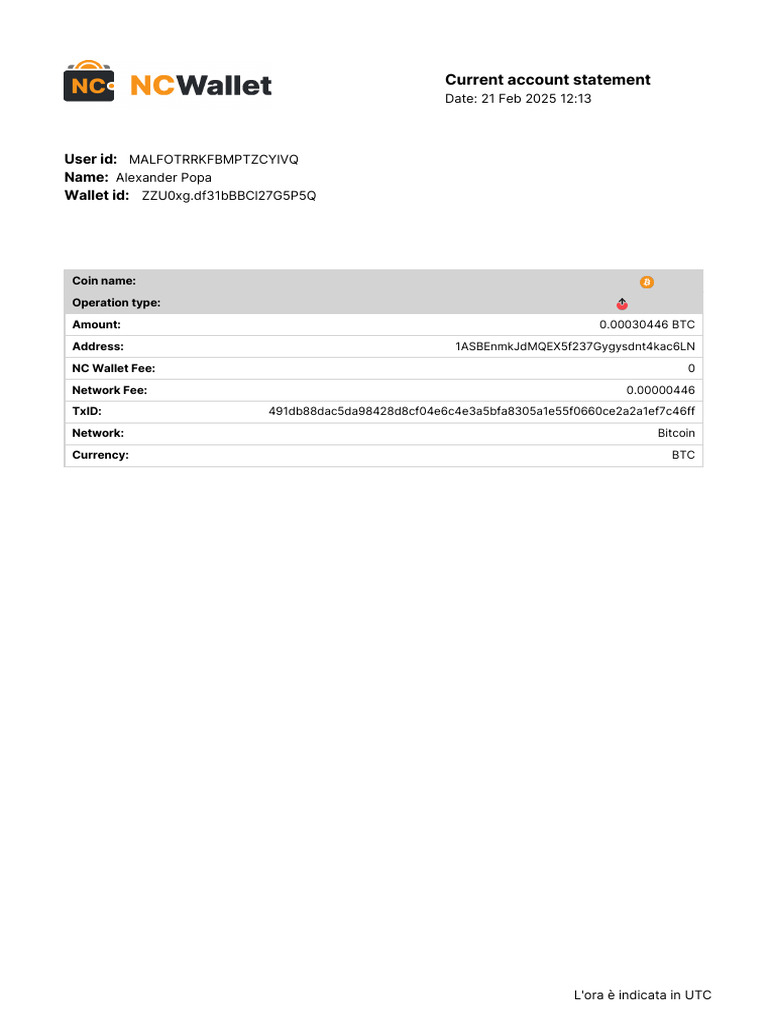 Ncwallet Report 2025 02 21 17 32 50 | PDF