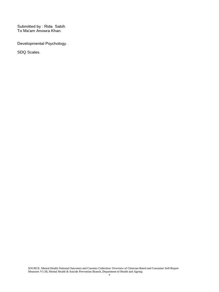SDQ Measures Overview and Evaluation | PDF | Self Report Study ...