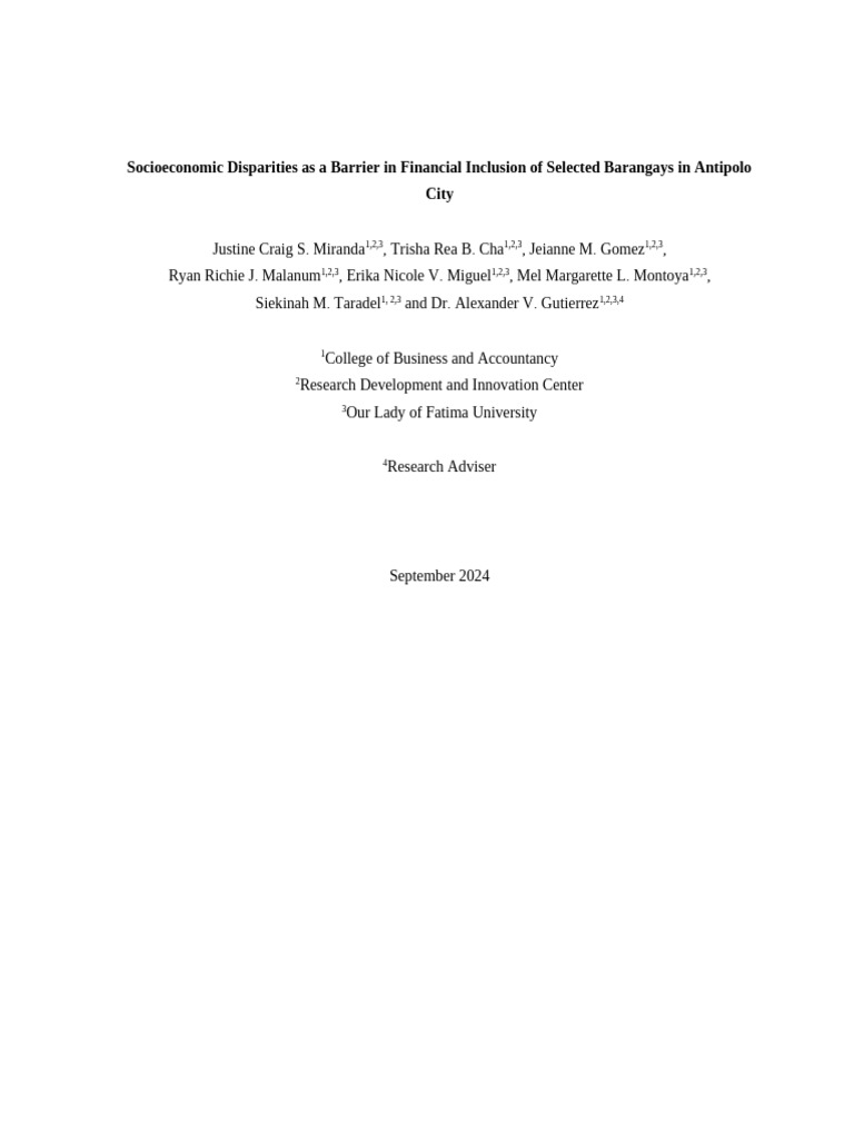 Socioeconomic Barriers to Financial Inclusion | PDF | Financial ...