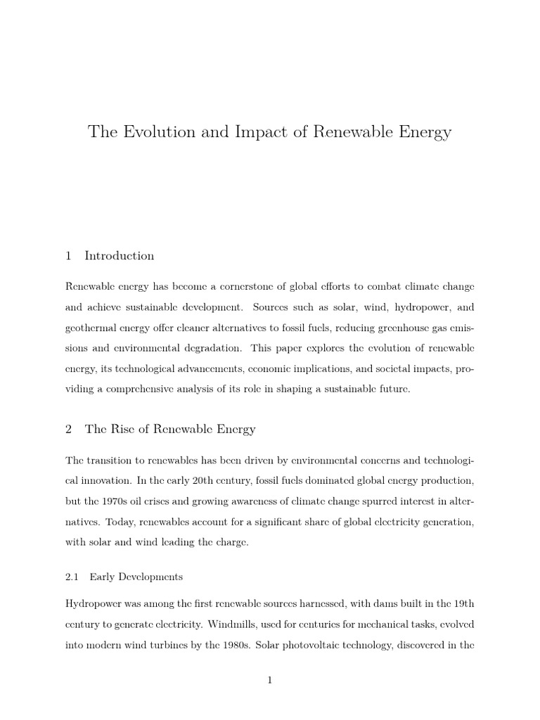 The Impact of Renewable Energy Evolution | PDF | Renewable Energy ...