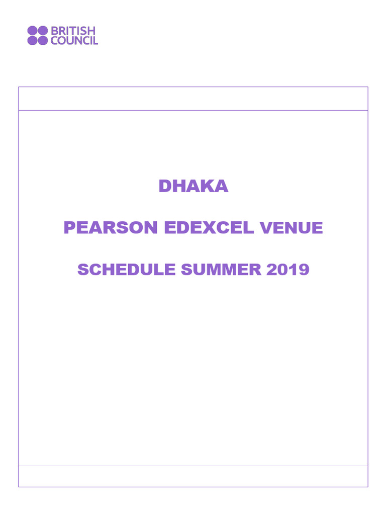 Dhaka Pearson Edexcel Summer 2019 Schedule | PDF