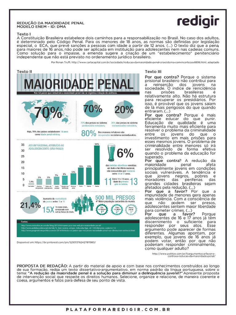 Proposta de Redacao Maioridade Penal | PDF