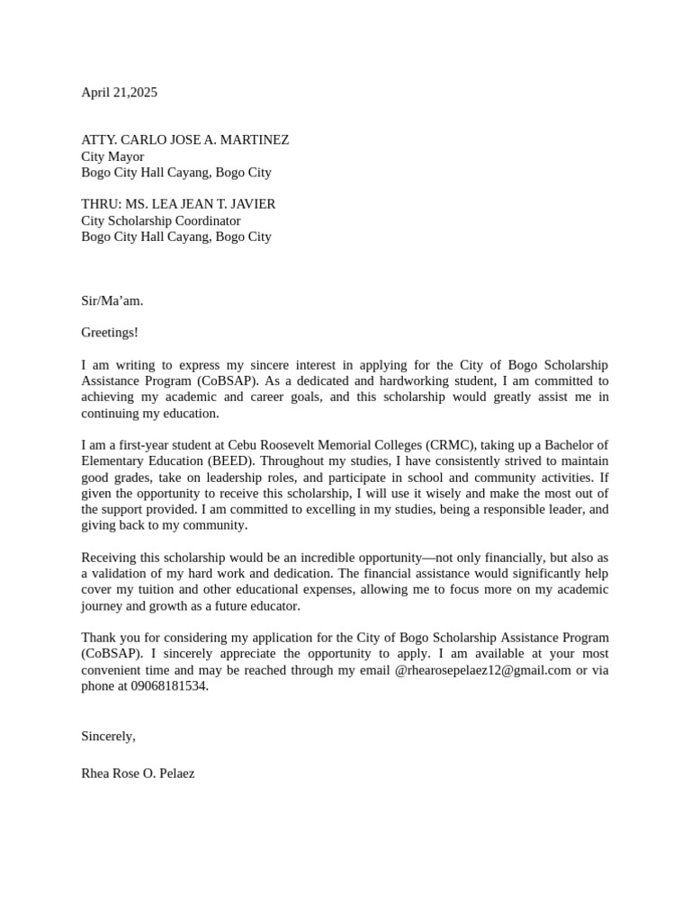 Rhea Letter | PDF