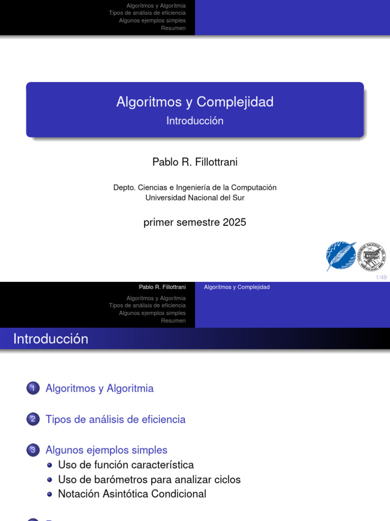 Análisis de Algoritmos y Eficiencia | PDF | Algoritmos | Teoría de la ...