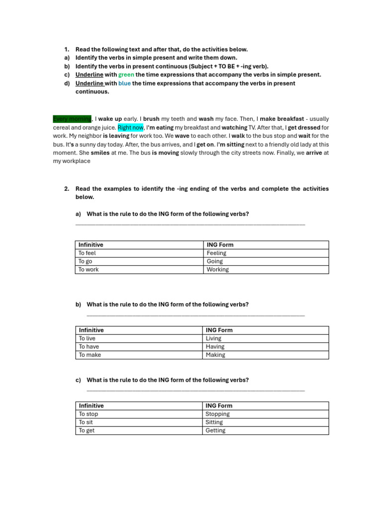 U8 - Present Continuous | PDF | Verb | Semantic Units