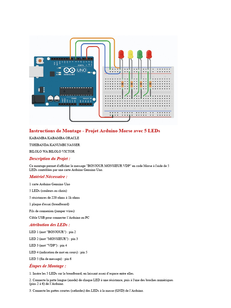 Montage Arduino Morse avec LEDs | PDF