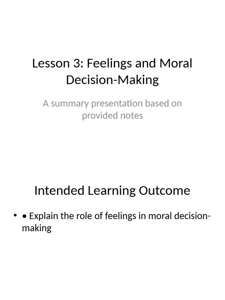 Feelings and Moral Decision Making | PDF