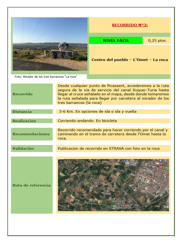 Recorrido 3.- Picassent-lOmet-Roca-Picassent | PDF