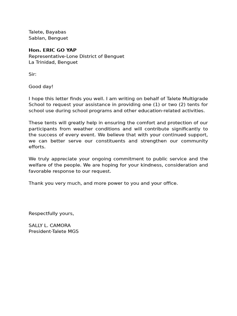 Request For Tents For Talete School PDF