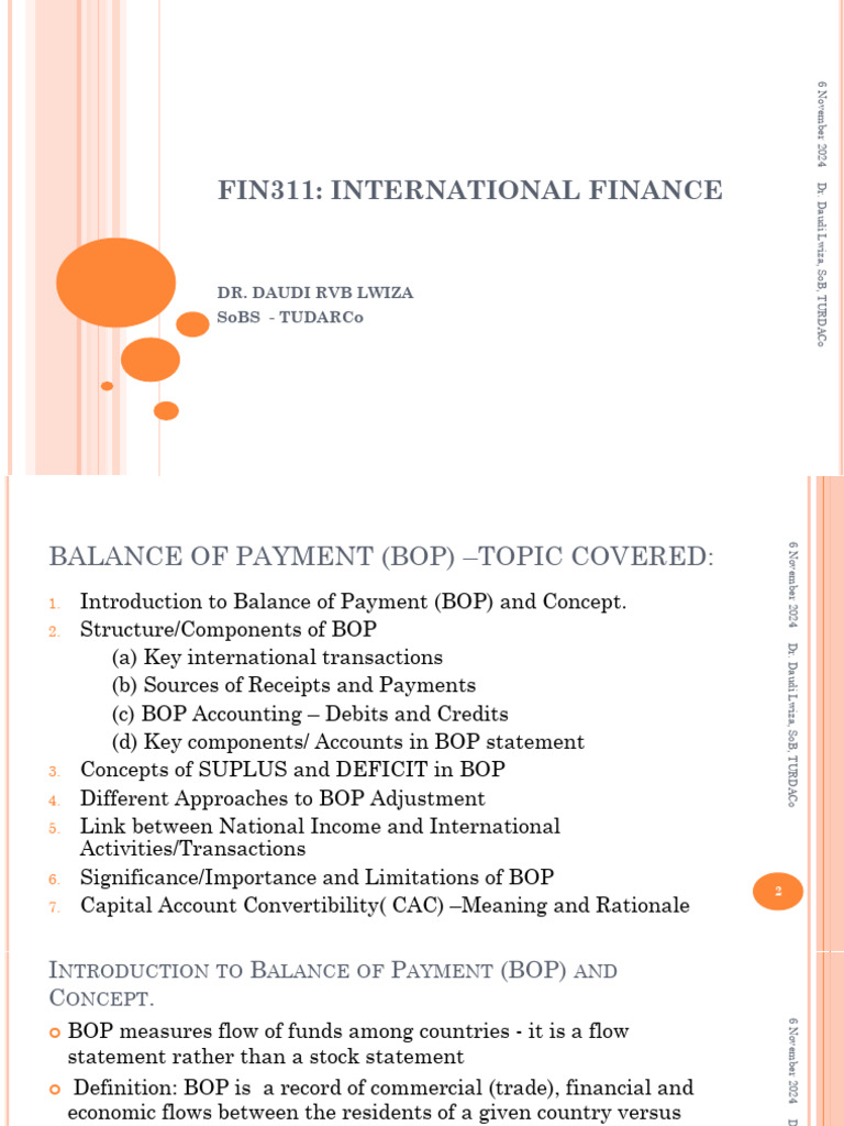 Fin311-Topic 2 - Balance of Payments-2024 | PDF | Balance Of Payments ...