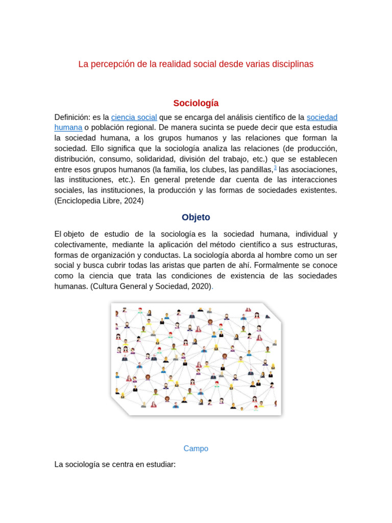 La Percepción de La Realidad Social Desde Varias Disciplinas | PDF ...