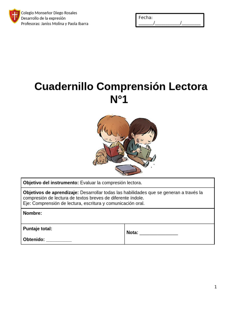 Cuadernillo de Comprensión Lectora 1 Básico | PDF | Tigre | Nutrientes