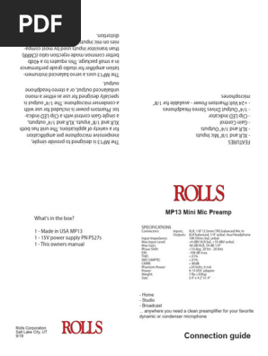 MP13 Mini Mic Preamp Overview | PDF | Electrical Engineering