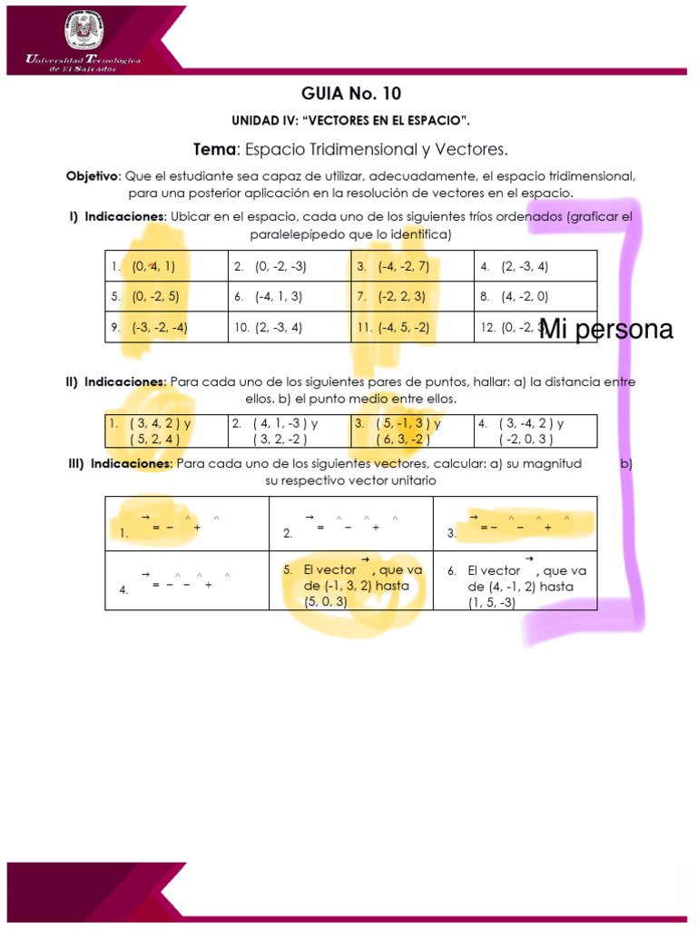 Guia de Ejercicios Unidad 4 | PDF | Vector Euclidiano | Álgebra