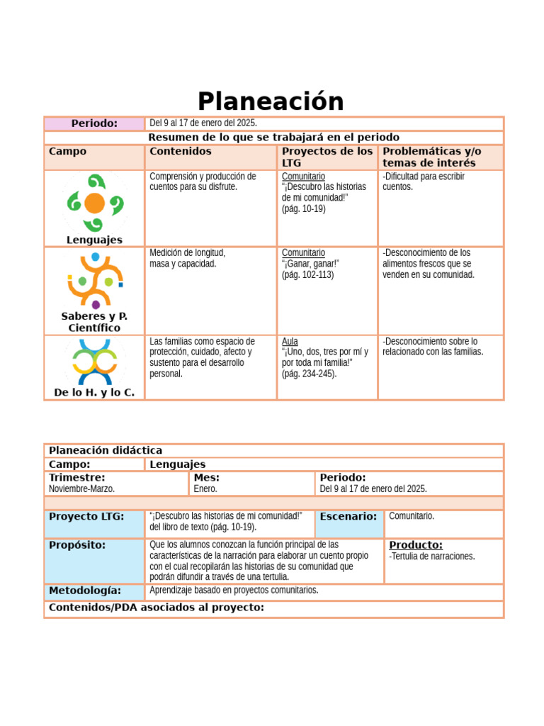 Planeación de Proyecto Comunitario 2025 | PDF | Hoja de cálculo