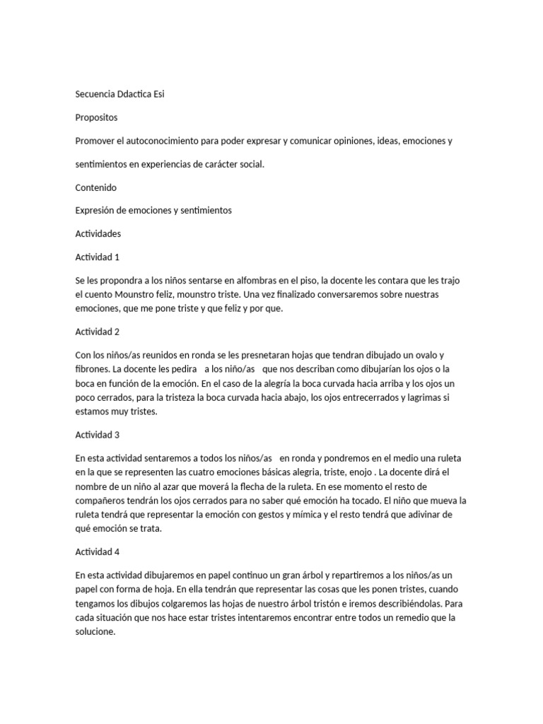 Actividades para Expresar Emociones en Niños | PDF