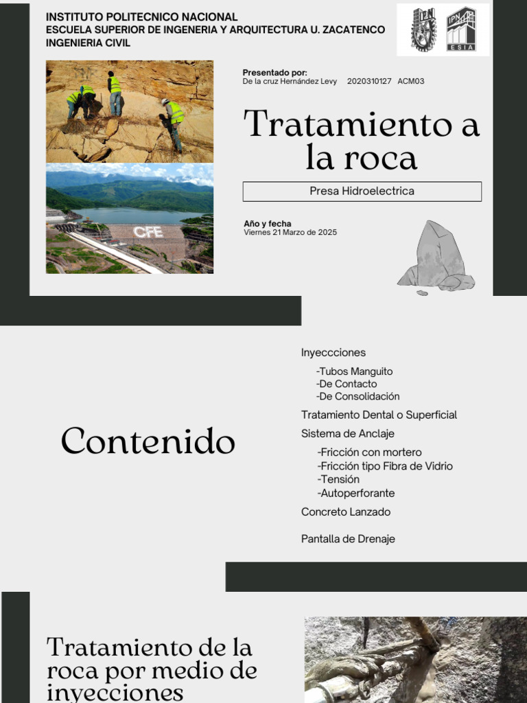 Tratamientos de Roca en Presas Hidroeléctricas | PDF | Hormigón | Acero