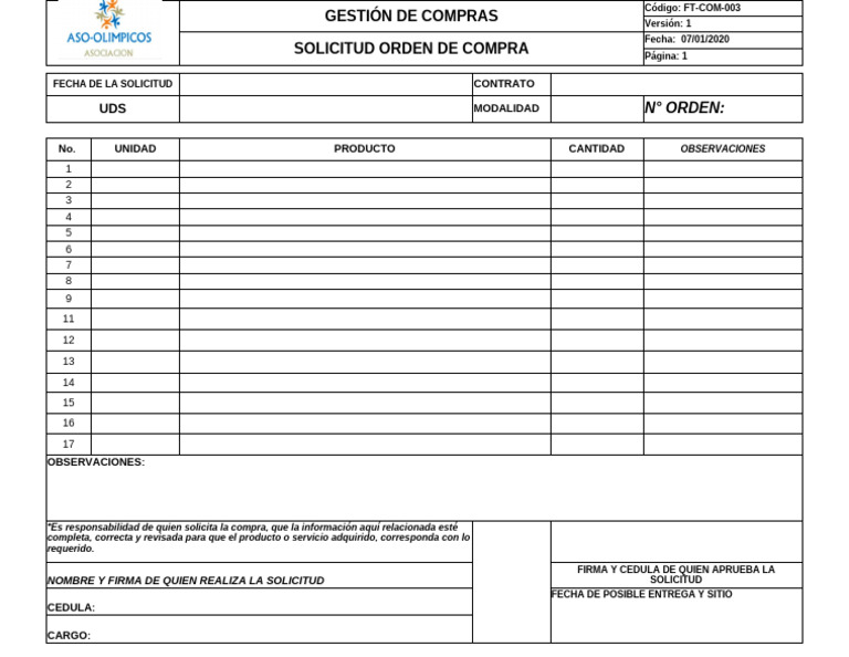 Formato de Orden de Compra | PDF