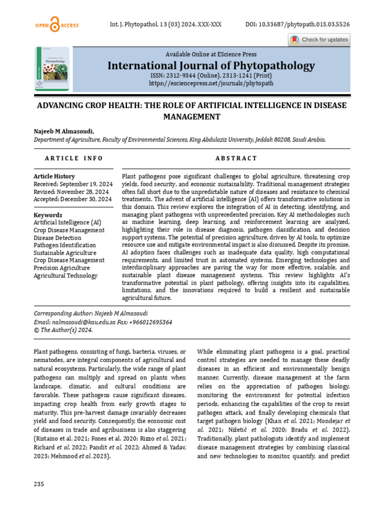 AI in Crop Disease Management | PDF | Artificial Intelligence ...