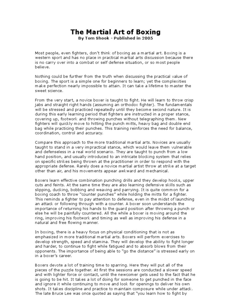 Boxing. The Martial Art of Boxing | PDF | Combat Sports | Individual Sports
