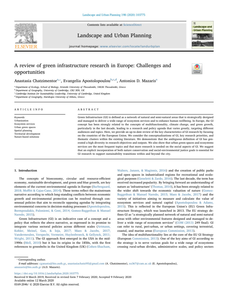 Green Infrastructure Research in Europe | PDF | Green Infrastructure ...