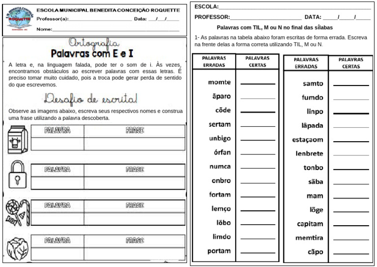 Atividades com Palavras e Til | PDF