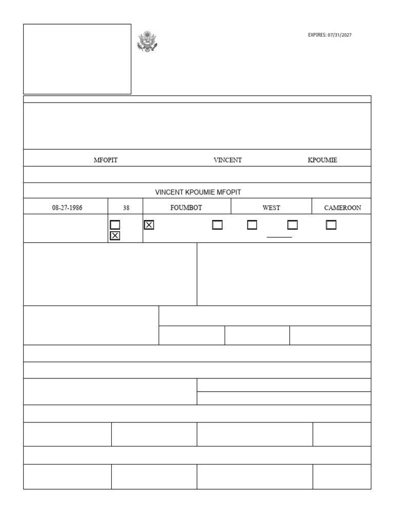 IV application form | PDF | Social Security Number | Travel Visa
