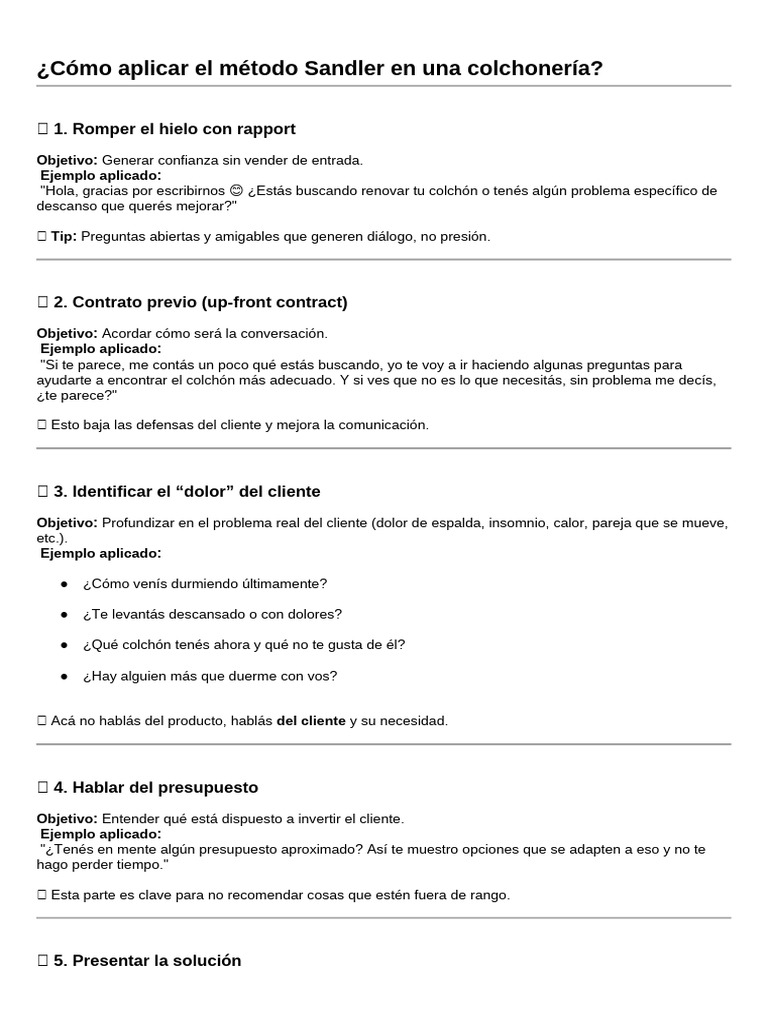 Método Sandler para vender colchones | PDF | Colchón