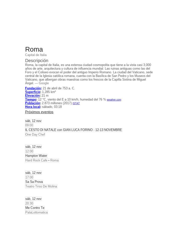 Roma: Historia, Cultura y Eventos Actuales | PDF