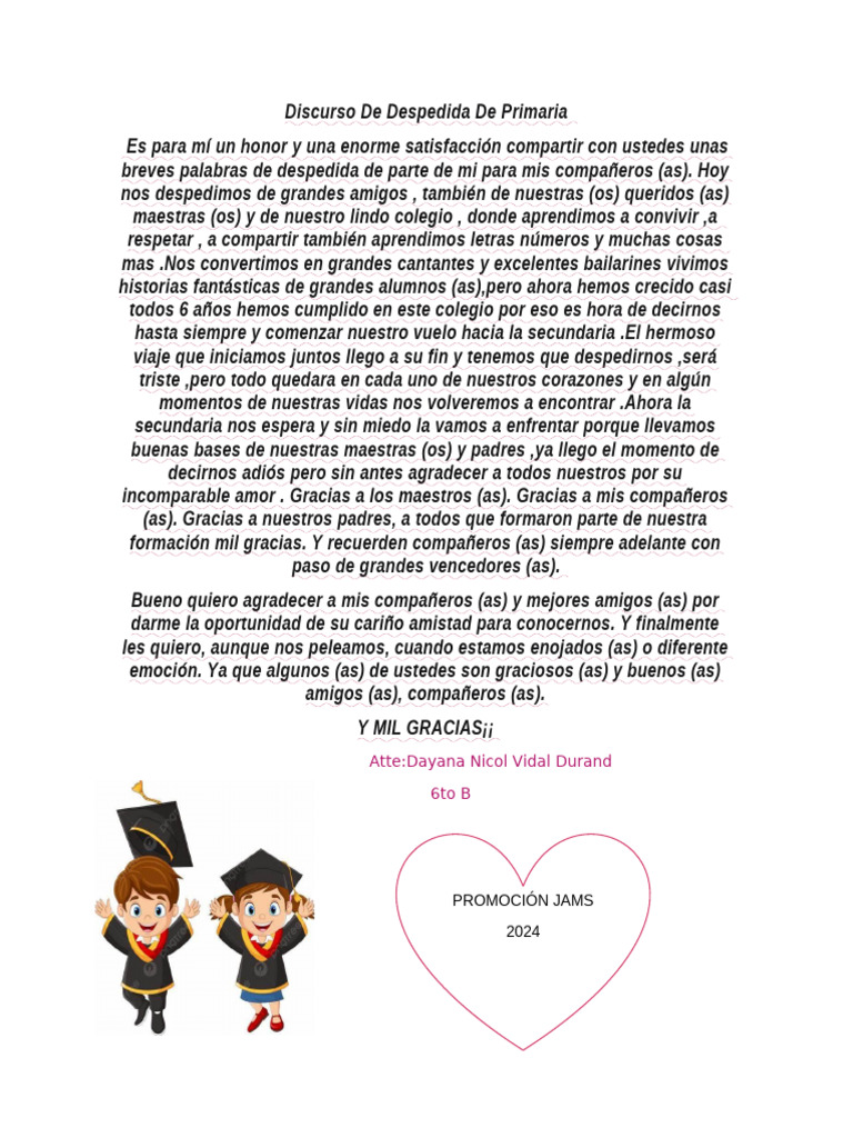 Despedida de 6to Grado en Primaria | PDF