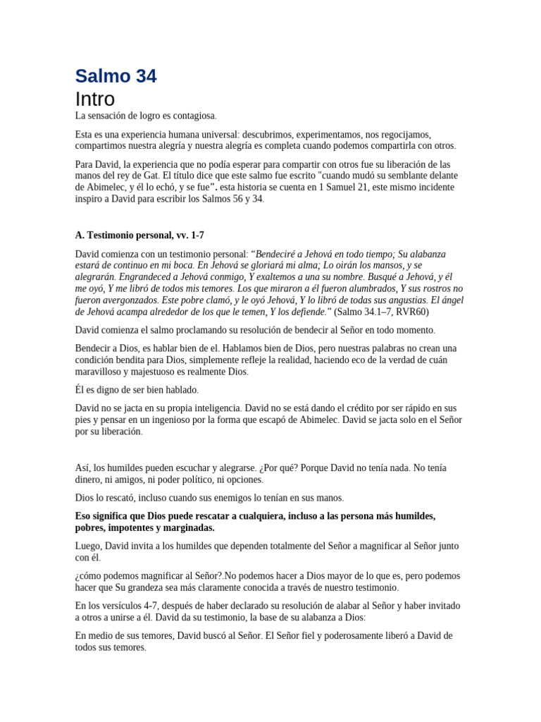 Reflexiones sobre el Salmo 34 | PDF | Mal | Dios