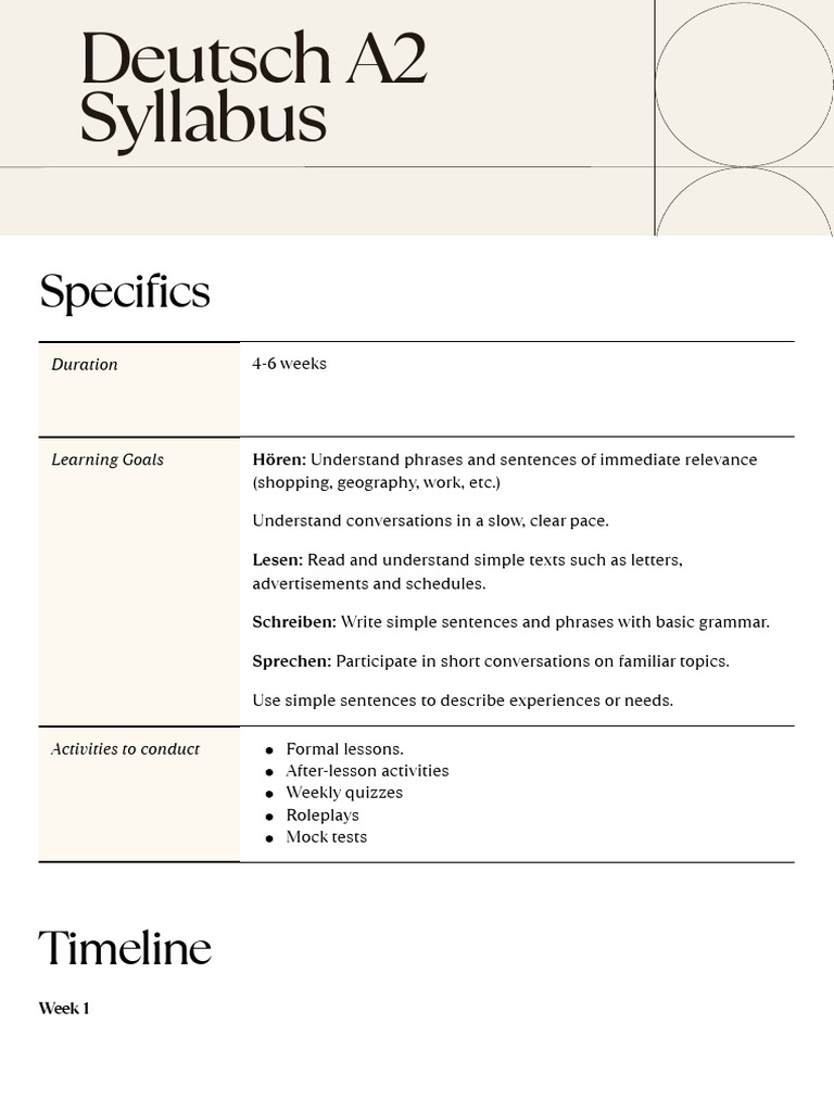 A2 German Syllabus Overview | PDF | Language Mechanics | Syntax
