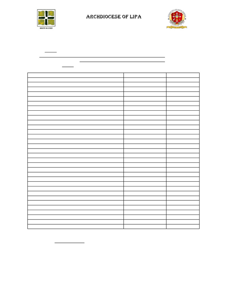 Altar Server Registration Template | PDF