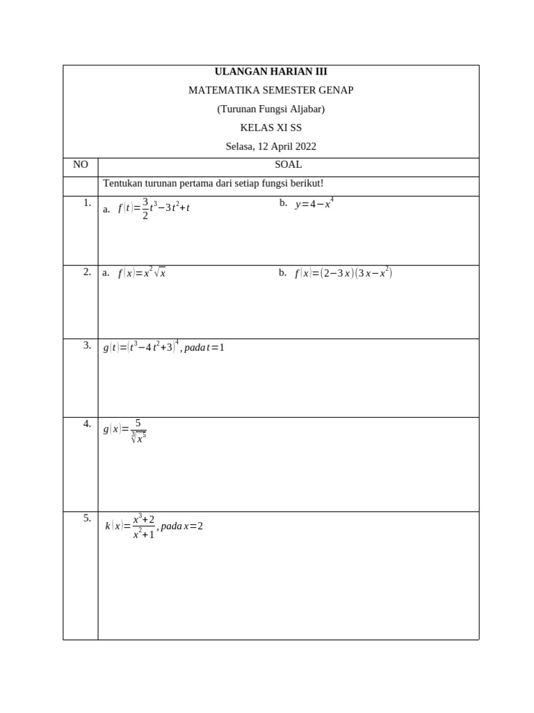 Uh III (Genap) Math Xi Ips | PDF