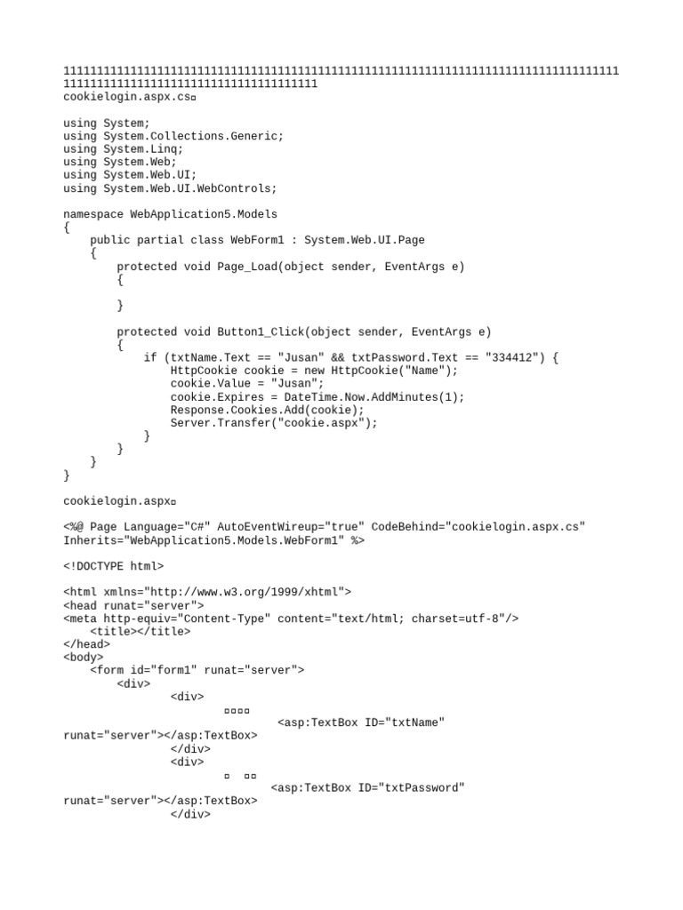 ASP.NET Cookie Login Example | PDF | Http Cookie | Computer Programming