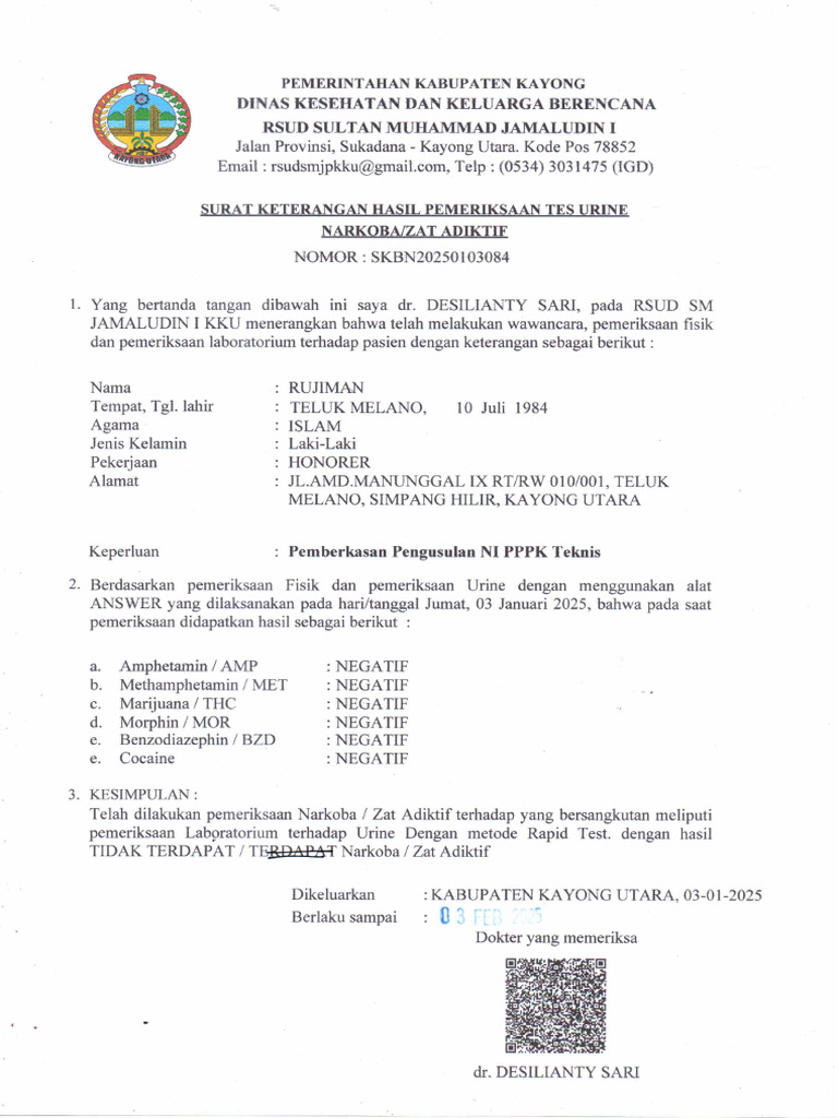 Suket Nafza Dan Hasil Lab Rujiman | PDF