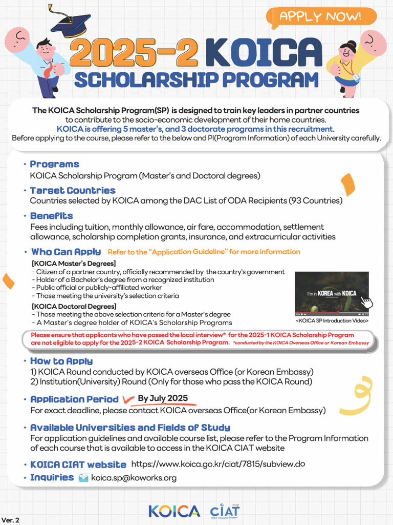 KOICA Scholarship Program 2025 Details | PDF | Higher Education
