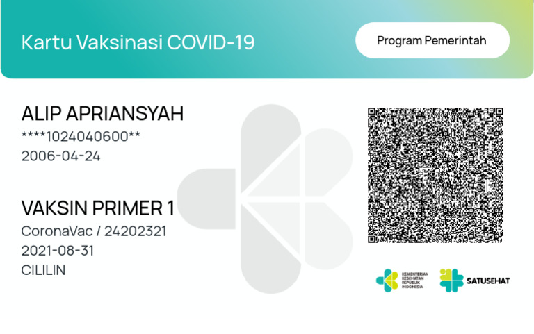 Sertifikat Vaksin Dosis 1 Alip 597 | PDF