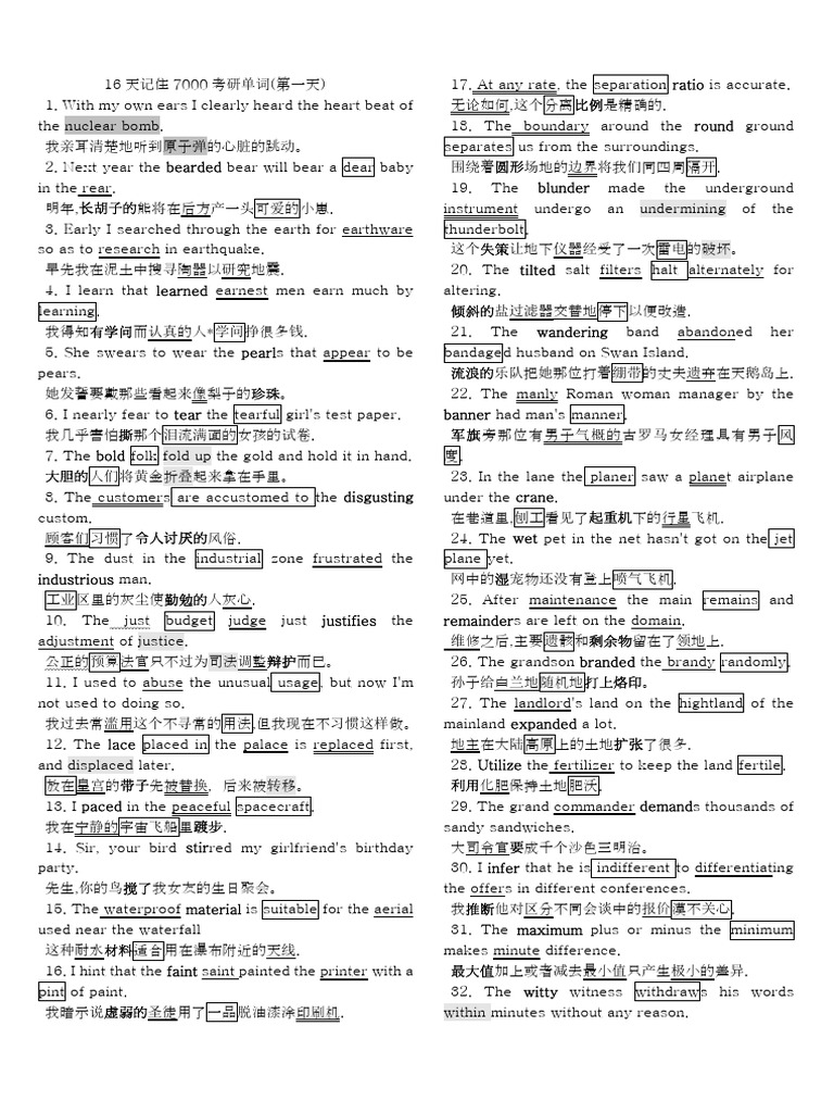 16天记住7000考研单词| PDF