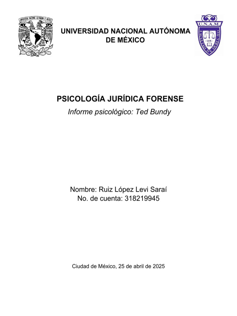 Informe Psicológico Forense: Ted Bundy | PDF | Sicología | Psicopatía