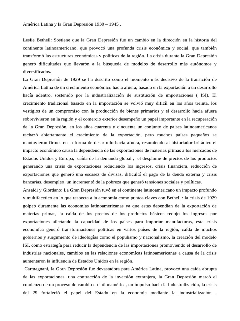 Impacto de la Gran Depresión en América Latina | PDF | Gran depresion ...