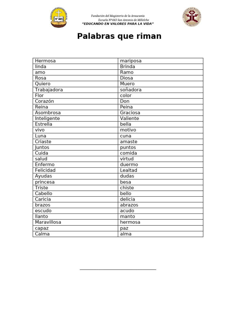 palabras que rimen | PDF