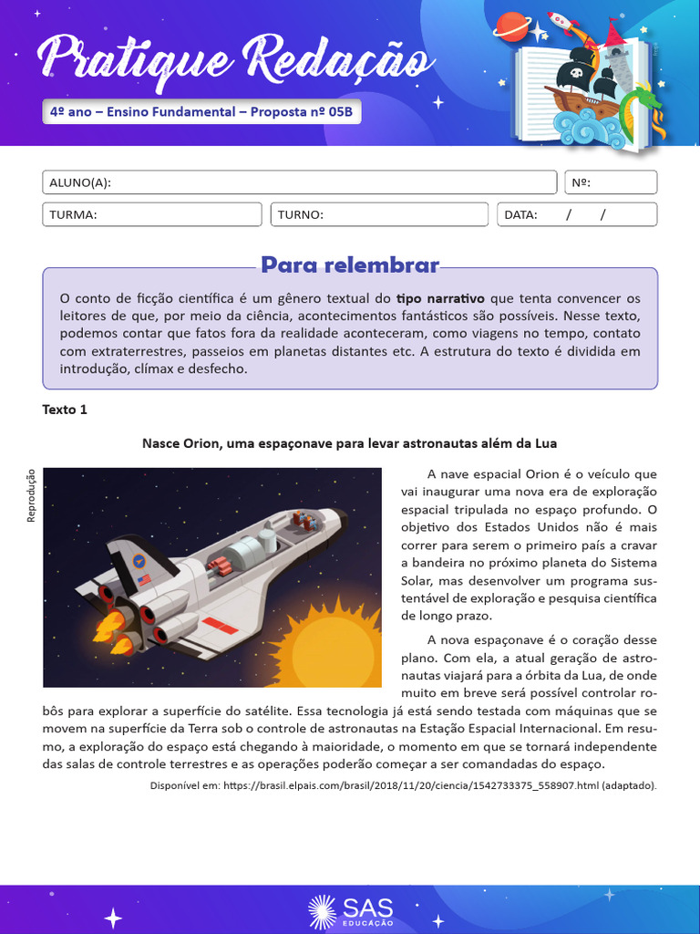 Conto de Ficção Científica para Crianças | PDF | Espaço sideral | Nave ...