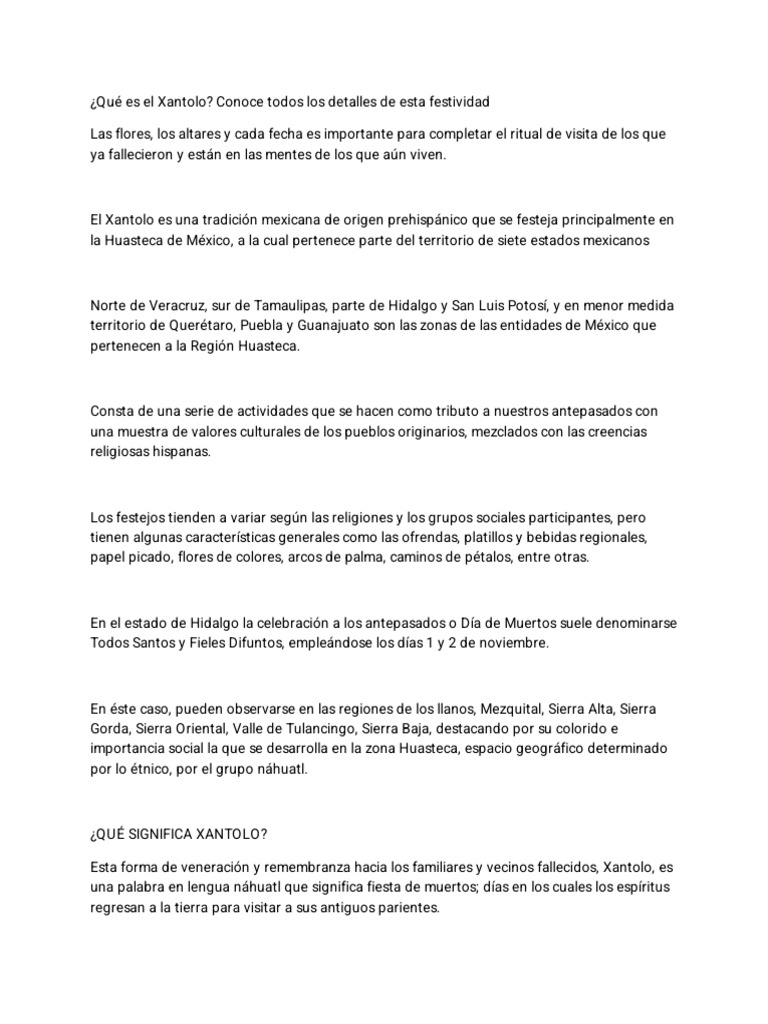 ¿Qué Es El Xantolo | PDF