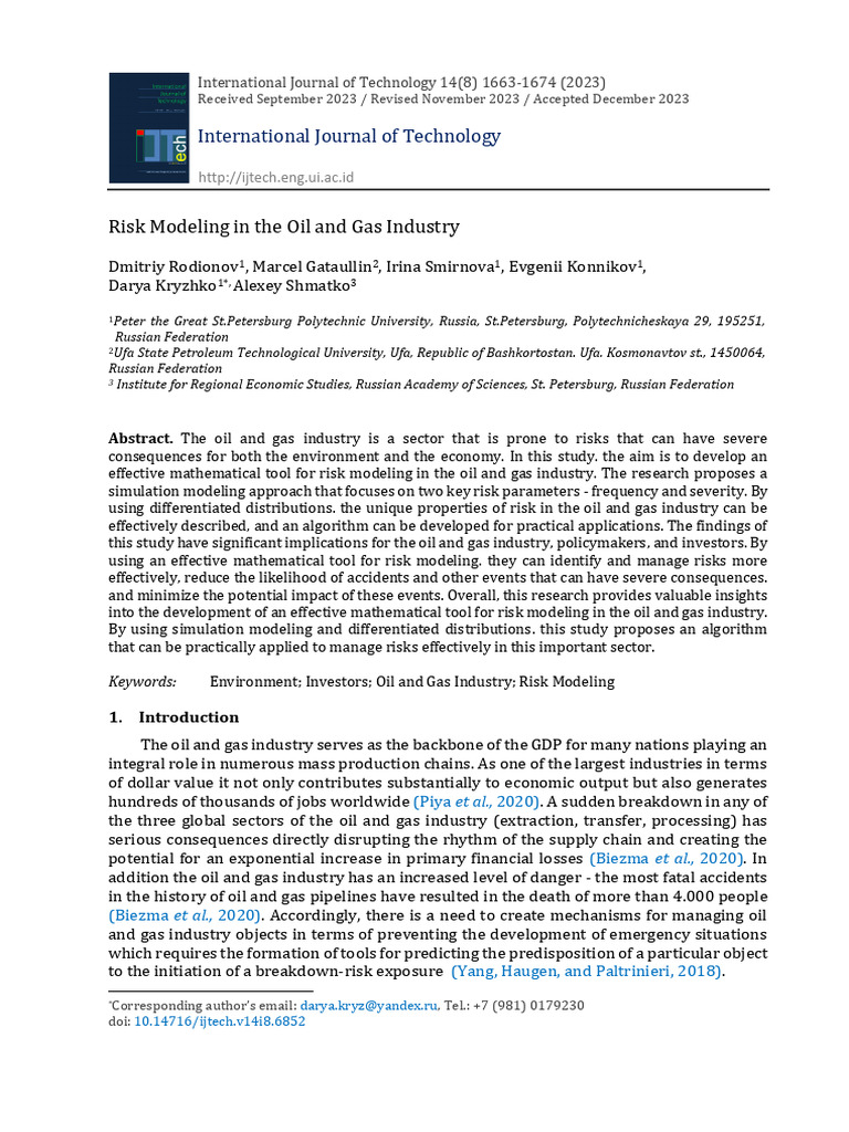 Risk Modeling in Oil and Gas Industry | PDF | Covariance | Probability ...