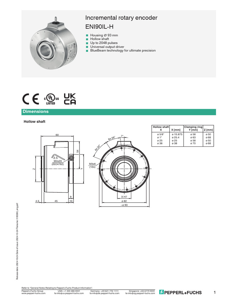 ENI90IL-H Incremental Rotary Encoder | PDF | Tools | Measuring Instrument