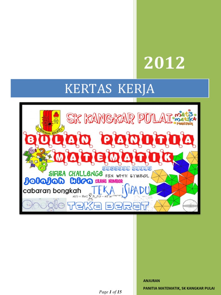 Kertas Kerja - Bulan Matematik Tahun 2012